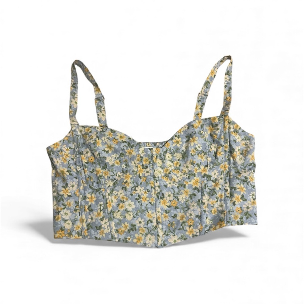 Altar'd State Blue Floral Corset Top, NWOT